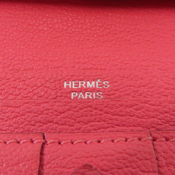 55102024 6 Hermes Bear Souffle Rose Azare Silver Metal Fittings Long Wallet