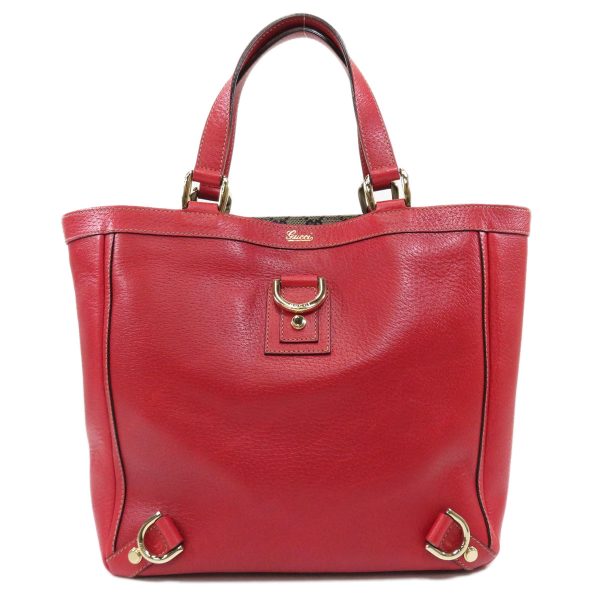 55112248 1 Gucci Logo Tote Bag Calf Leather Red