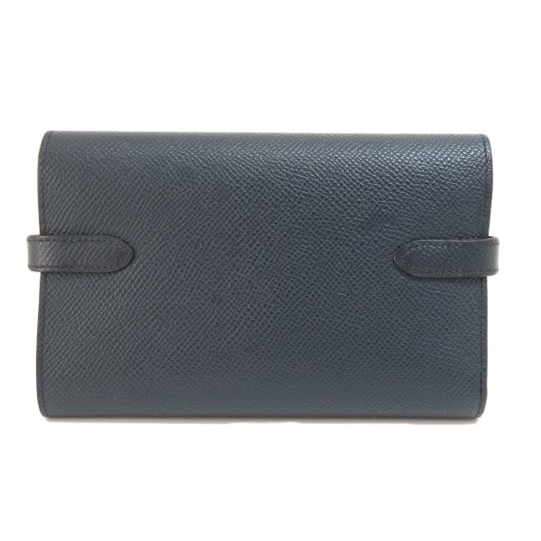 55305026 2 Hermes Kelly Compact Navy Silver Metal Fittings Bi fold Wallet