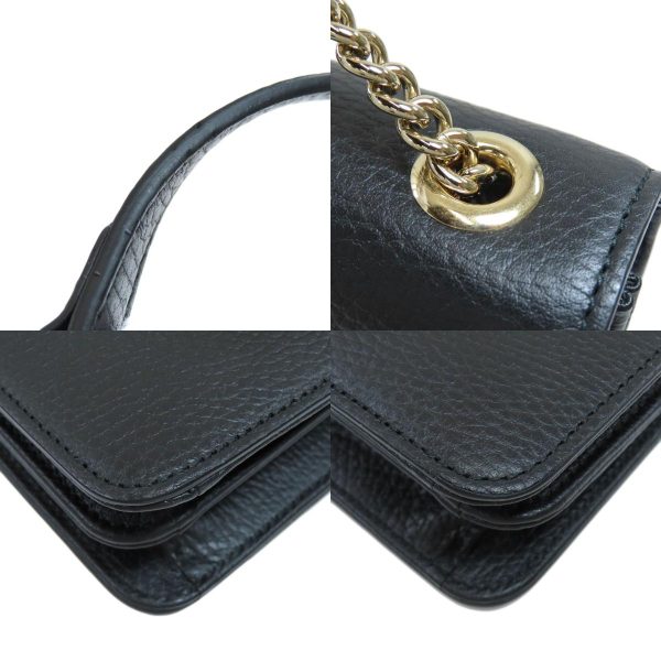 55310074 12 combine Gucci Chain Interlocking Shoulder Bag Leather Black