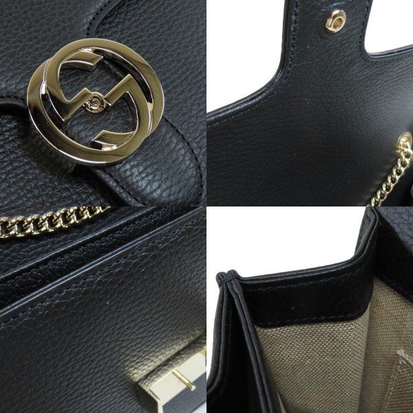 55310074 8 combine Gucci Chain Interlocking Shoulder Bag Leather Black