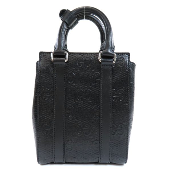 55314195 2 Gucci GG Embossed Mini 2way Tote Bag Leather Black