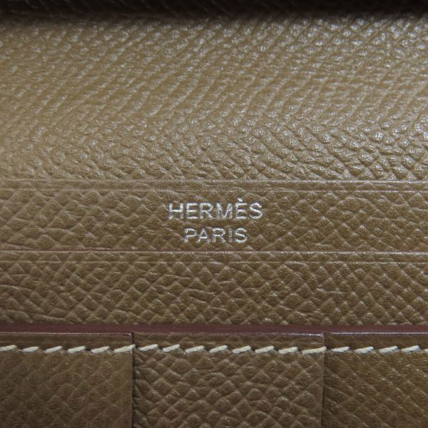 55320028 6 Hermes Bearn Souffle Etoupe Silver Metal Fittings Long Wallet