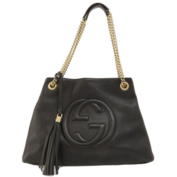 55427014 1 Gucci Soho Chain Bag Interlocking G Tote Bag Leather Black