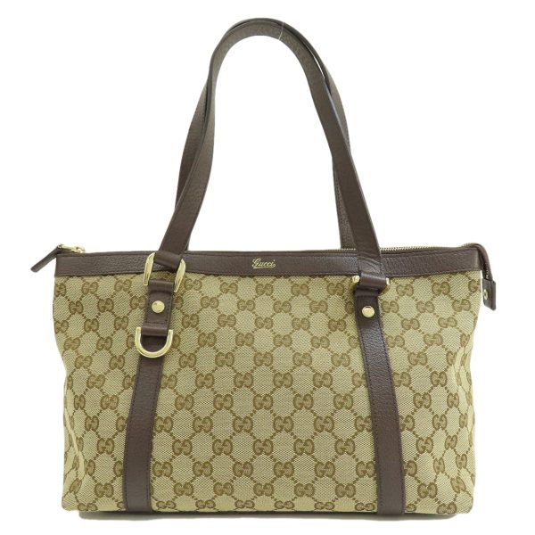 55518027 1 Gucci GG Tote Bag Canvas Leather Brown