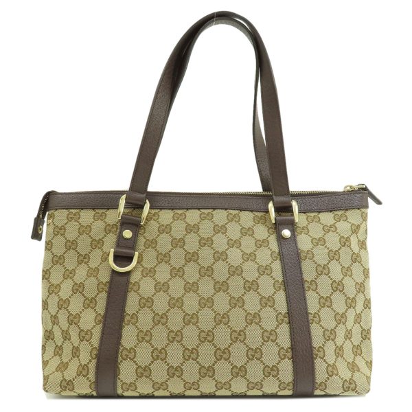 55518027 2 Gucci GG Tote Bag Canvas Leather Brown