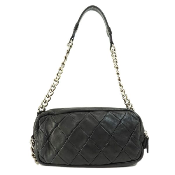55608003 2 Chanel Matelasse Silver Hardware Handbag Lambskin Black