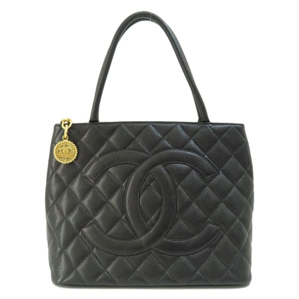 55714007 1 Chanel Tote Gold Metal Fittings Caviar Skin Black