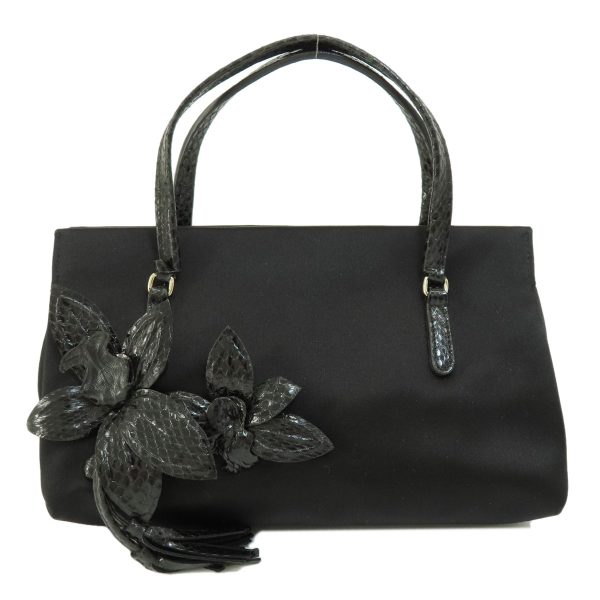 55714121 1 Gucci Mini Bag Flower Motif Handbag Satin Black