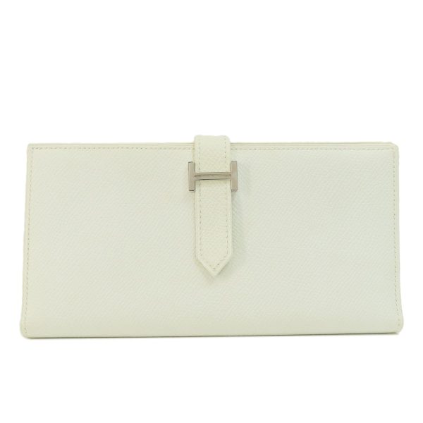 55714169 1 Hermes Bearn Souffle White Silver Metal Fittings Long Wallet