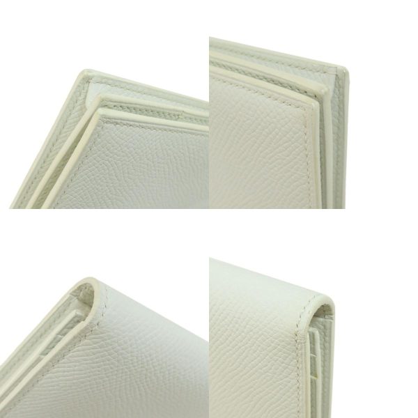 55714169 19 combine Hermes Bearn Souffle White Silver Metal Fittings Long Wallet