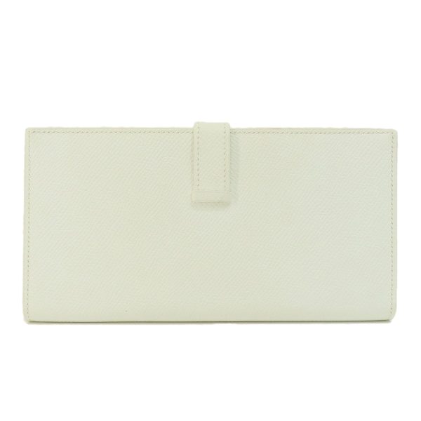 55714169 2 Hermes Bearn Souffle White Silver Metal Fittings Long Wallet