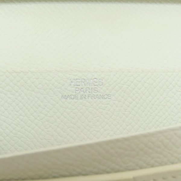 55714169 6 Hermes Bearn Souffle White Silver Metal Fittings Long Wallet