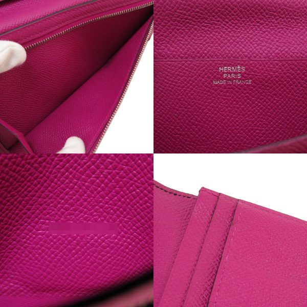 55714511 5 combine Hermes Bearn Souffle Bleu Nuit Rose Purple Silver Metal Fittings Long Wallet