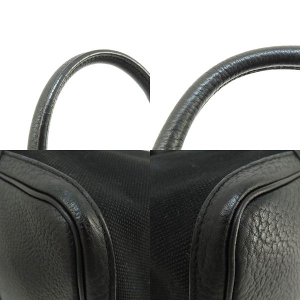 55714579 12 combine Hermes Petite Centure Black Silver Metal Fittings Tote Bag Canvas