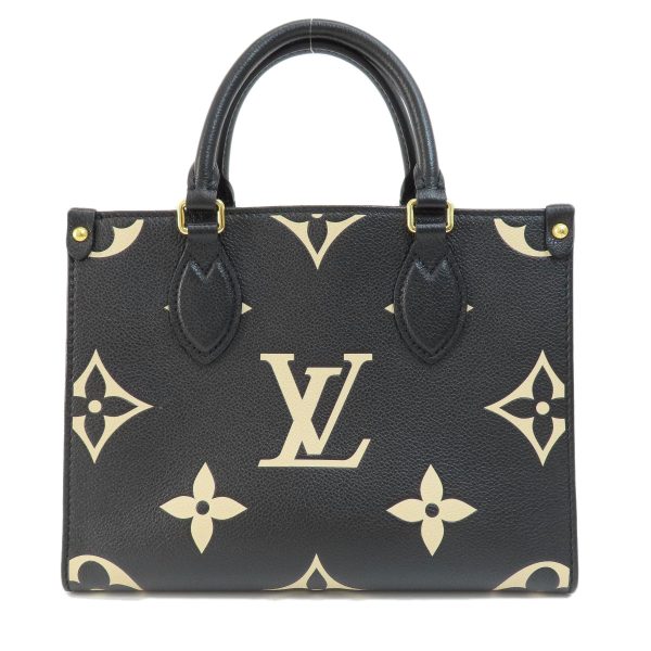 55719047 2 Louis Vuitton On The Go PM Black Beige Handbag Amplant Monogram