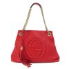 Gucci Chain Shoulder Soho Tote Bag Leather Red