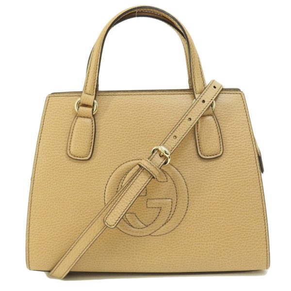 55719063 1 Gucci Interlocking G Outlet 2way Handbag Leather Beige