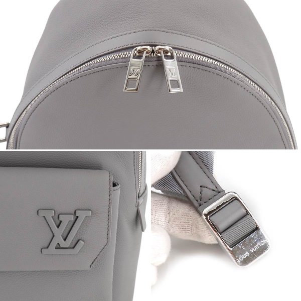 6 Louis Vuitton Aerogram Takeoff Backpack Rucksack Leather Gray