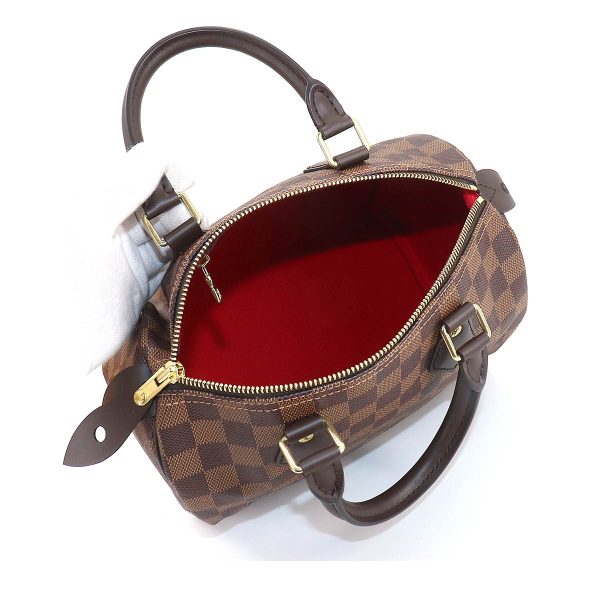 6 Louis Vuitton Damier Speedy 25 Hand Bag Ebene Brown Gold Hardware