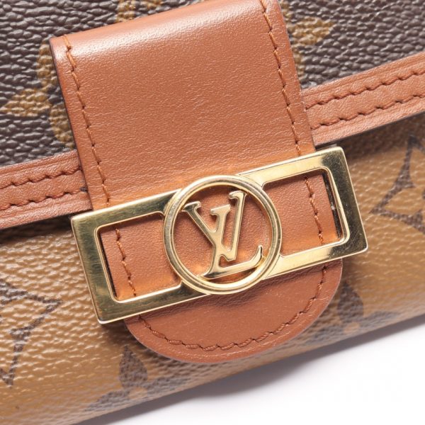 6 Louis Vuitton Portefeuille Dauphine Reverse Trifold Wallet Brown Beige