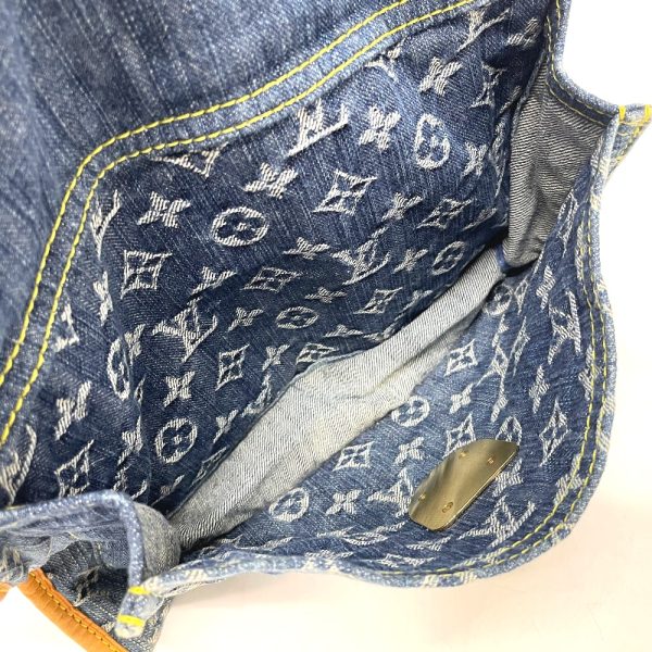 6 Louis Vuitton Monogram Denim Flat Shopper Tote Bag Blue