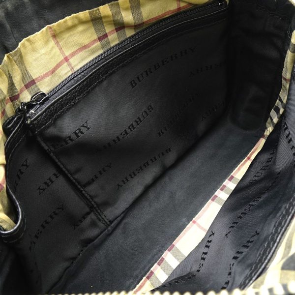 6 Burberry Shoulder Bag Clutch Leather Black