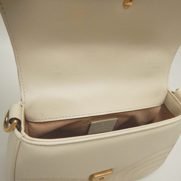 6 Gucci Mini Top Handle Handbag GG Marmont 2way Leather Ivory