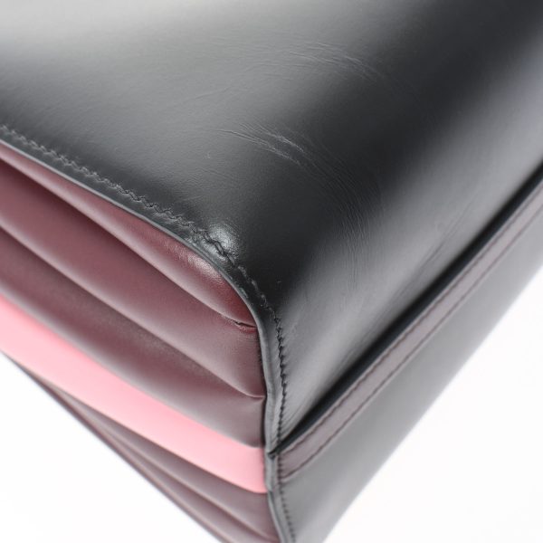 6 Prada Tote Bag Black Gold Metal Fittings Calf Pink