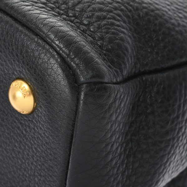 6 Prada Gold Metal Fittings Leather Tote Bag Black