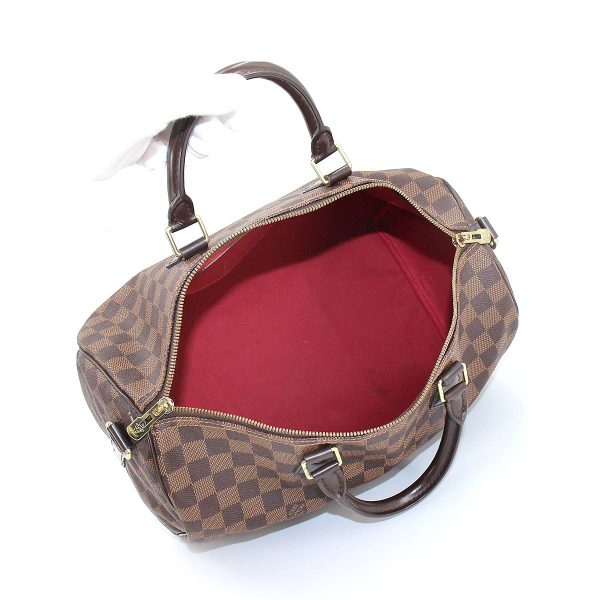 6 Louis Vuitton Damier Speedy 35 Hand Bag Ebene Brown Gold Hardware