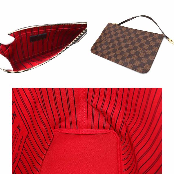 7 Louis Vuitton Damier Neverfull MM Tote Bag Ebene Cerise Brown Gold Hardware