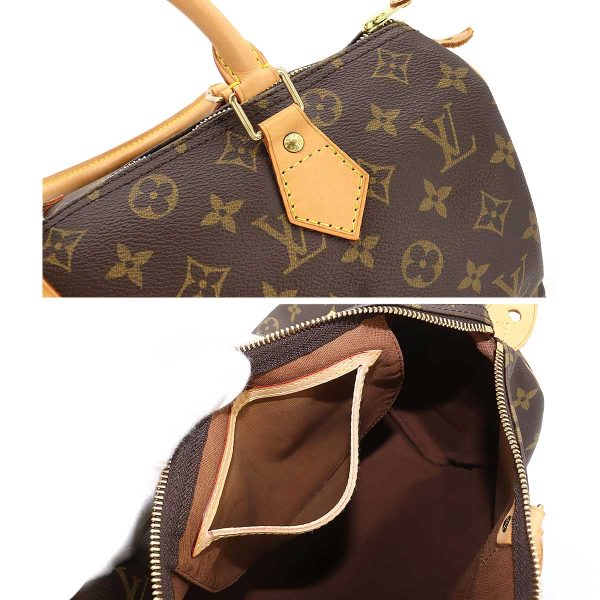 7 Louis Vuitton Monogram Speedy 30 Hand Bag Brown Gold Hardware