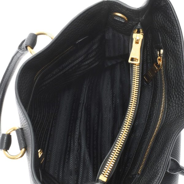 7 Prada Gold Metal Fittings Leather Tote Bag Black