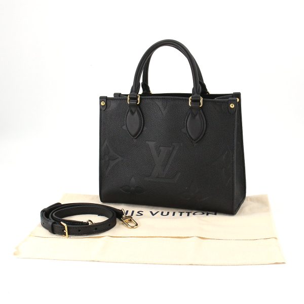 7 Louis Vuitton Monogram Emplant Onthego PM 2 Way Tote Shoulder Bag Noir Black