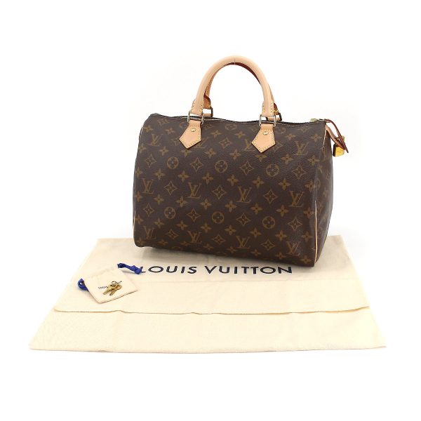 7 Louis Vuitton Monogram Speedy 30 HandBag Brown Gold Hardware