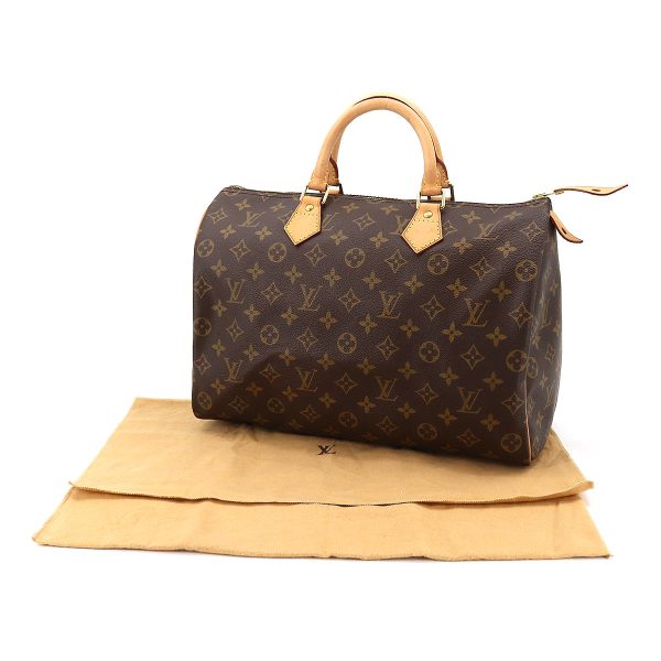 7 Louis Vuitton Monogram Speedy 35 Hand Bag Brown Gold Hardware