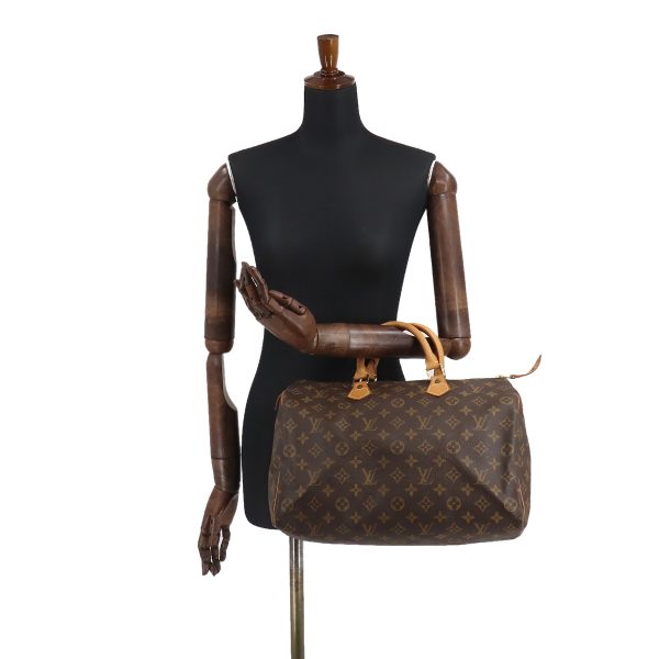 7 Louis Vuitton Monogram Speedy 35 Hand Bag Brown Gold Hardware