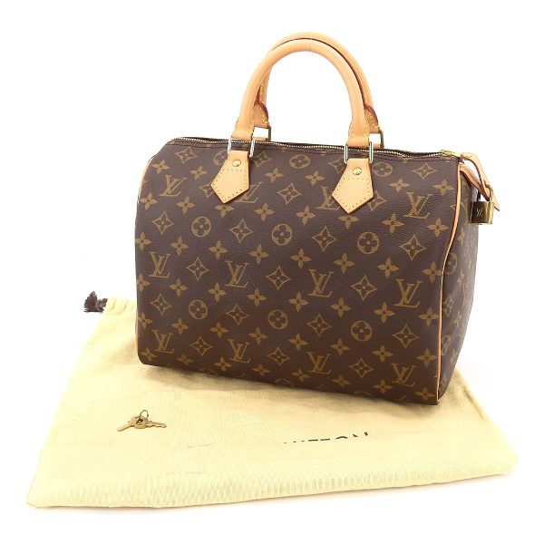 7 Louis Vuitton Monogram Speedy 30 Hand Bag Brown Gold Hardware