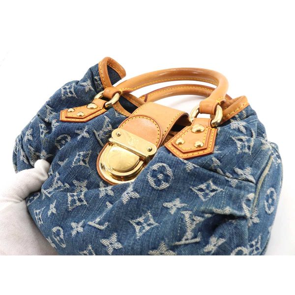 7 Louis Vuitton Monogram Denim Pleaty Canvas Leather Blue