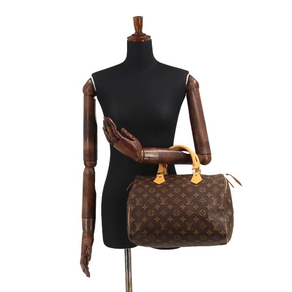 7 Louis Vuitton Monogram Speedy 30 Hand Bag Brown Gold Hardware