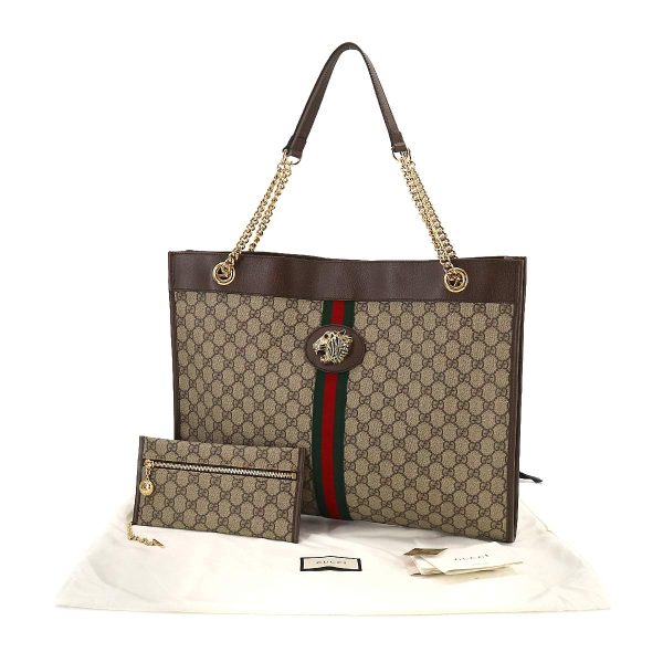 8 Gucci Rajah Large Chain Tote Bag GG Canvas Beige Brown