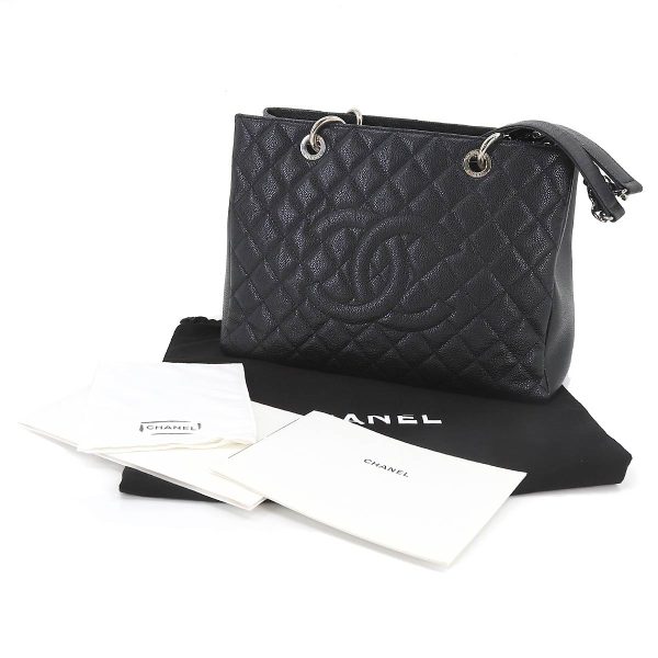 8 Chanel Matelasse Grand Shopping Chain Tote Bag GST Caviar Skin Black