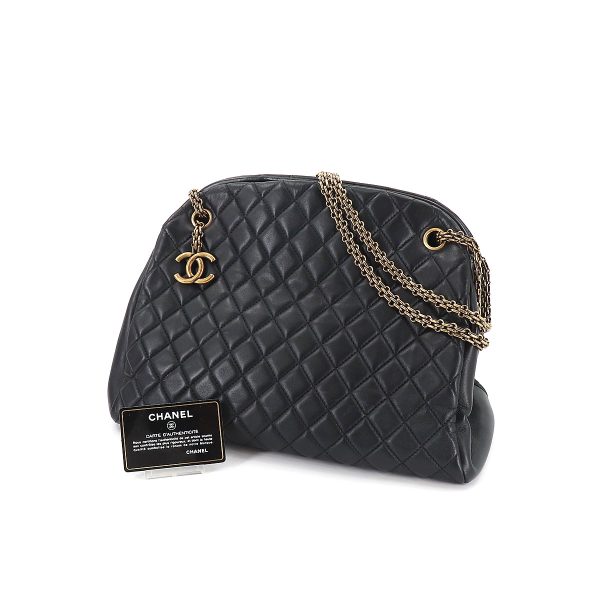 8 Chanel Mademoiselle Bowling Chain Shoulder Bag Leather Black