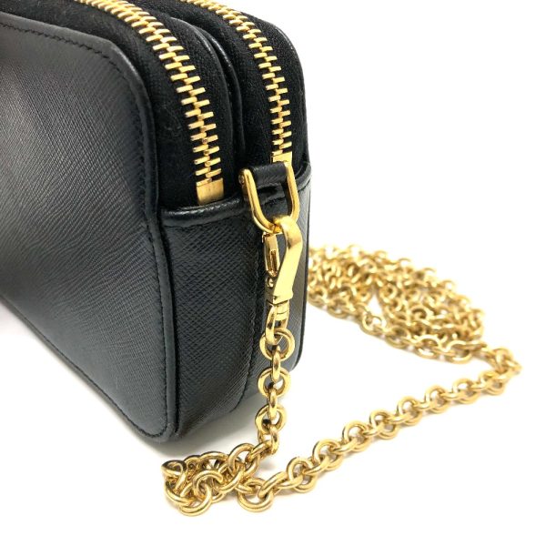 8 Prada Triangle Chain Bag Shoulder Bag Saffiano Black