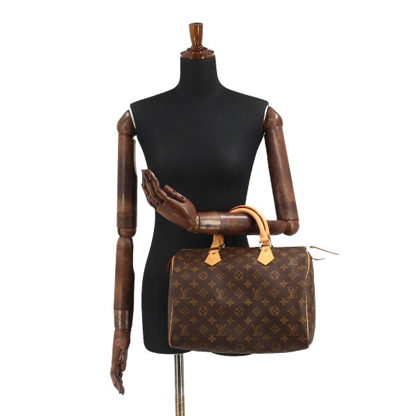 8 Louis Vuitton Monogram Speedy 30 Hand Bag Brown Gold Hardware