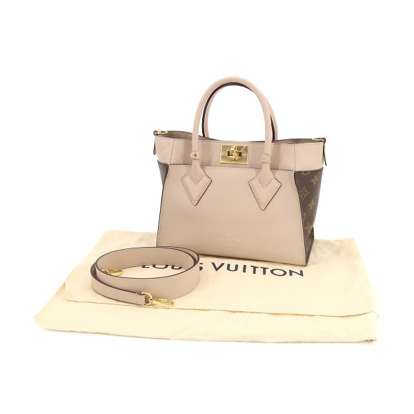 8 Louis Vuitton Monogram On My Side PM 2 Way Hand Shoulder Bag Leather Greige