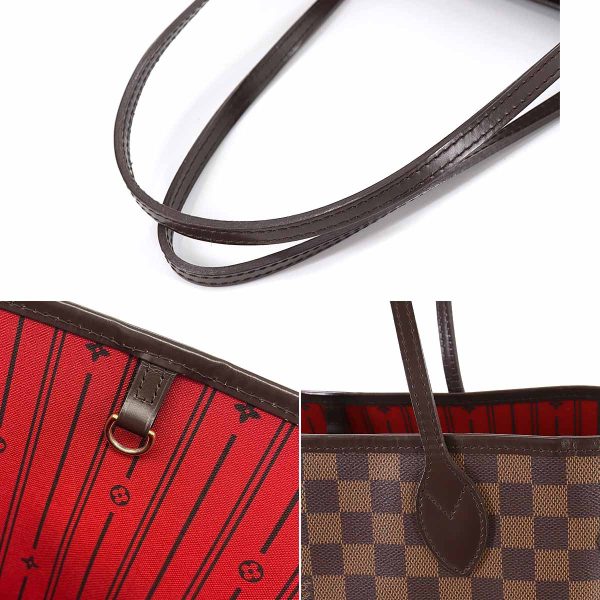 8 Louis Vuitton Damier Neverfull MM Tote Bag Ebene Series Brown Gold Metal Fittings