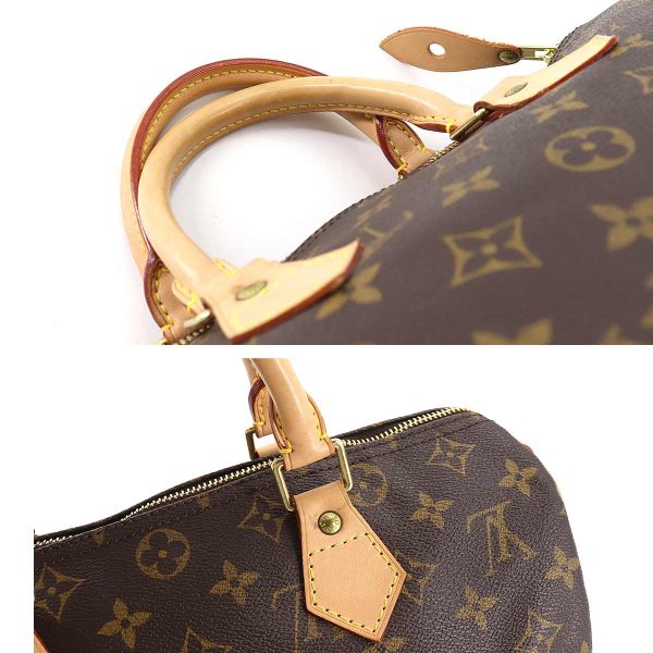 8 Louis Vuitton Monogram Speedy 30 HandBag Brown Gold Hardware