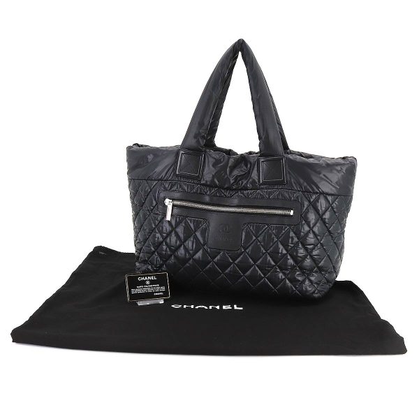 9 Chanel Coco Cocoon MM Medium Tote Bag Nylon Leather Black